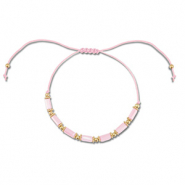Musthave enkelbandjes mixed beads Light pink-gold