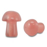 Kralen van natuursteen glas mushroom Light coral red