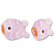 Handgeschilderde glaskralen fish Pink-orange