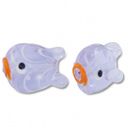 Handgeschilderde glaskralen fish Purple-orange