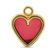 Metaal bedels DQ heart Red-Goud (nikkelvrij)