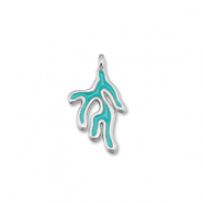 Metaal bedels DQ coral Turquoise blue-Antiek zilver (nikkelvrij)
