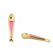 Metaal bedels DQ fish Magenta pink-Goud (nikkelvrij)