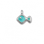 Metaal bedels DQ fish Turquoise blue-Antiek zilver (nikkelvrij)
