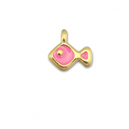 Metaal bedels DQ fish Magenta pink-Goud (nikkelvrij)