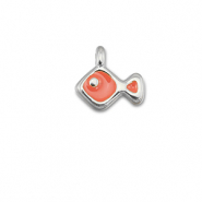 Metaal bedels DQ fish Coral red-Antiek zilver (nikkelvrij)