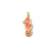 Metaal bedels DQ seahorse Coral red-Goud (nikkelvrij)