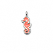 Metaal bedels DQ seahorse Coral red-Antiek zilver (nikkelvrij)