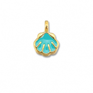 Metaal bedels DQ shell Turquoise blue-Goud (nikkelvrij)