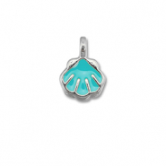 Metaal bedels DQ shell Turquoise blue-Antiek zilver (nikkelvrij)