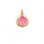 Metaal bedels DQ shell Magenta pink-Goud (nikkelvrij)