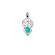 Metaal bedels DQ rhombus Turquoise blue-Antiek zilver (nikkelvrij)