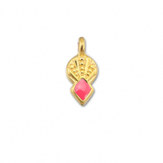 Metaal bedels DQ rhombus Coral red-Goud (nikkelvrij)