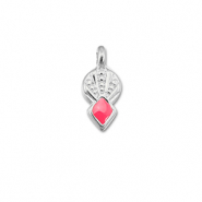 Metaal bedels DQ rhombus Coral red-Antiek zilver (nikkelvrij)