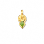 Metaal bedels DQ rhombus Light green-Goud (nikkelvrij)
