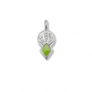 Metaal bedels DQ rhombus Light green-Antiek zilver (nikkelvrij)