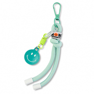 Sleutelhangers smiley with rope Mint-neon yellow-white