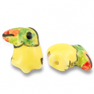 Keramiek kraal toucan Yellow-green-orange