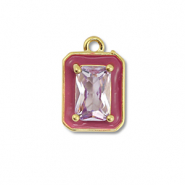 Brass TQ metaal bedels rectangle Gold-purple