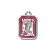 Brass TQ metaal bedels rectangle Silver-purple