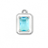 Brass TQ metaal bedels rectangle Silver-white-light blue