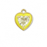Brass TQ metaal bedels heart Gold-neon yellow-light yellow