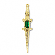 Brass TQ metaal bedels crocodile Gold-dark green