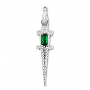 Brass TQ metaal bedels crocodile Silver-dark green