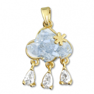 Eco-brass&reg; metaal bedels zirkonia cloud Gold-light grey