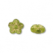 Kralen van acryl flower Olive green-gold