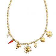 Kettingen van Stainless steel Roestvrij staal (RVS) met bedels summer Gold-red-white