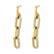 Oorbellen van Stainless steel Roestvrij staal (RVS) chain Gold
