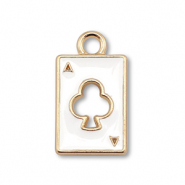 Metaal bedels enamel card Gold-white