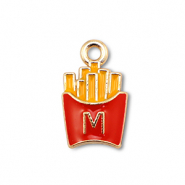 Metaal bedels enamel frites Gold-red-yellow