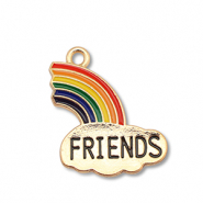Metaal bedels enamel rainbow " friends" Gold-multicolour