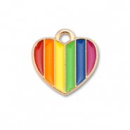 Metaal bedels enamel heart Gold-multicolour