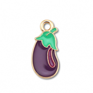 Metaal bedels enamel eggplant Gold-dark purple-green