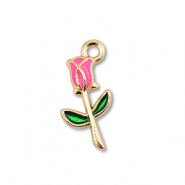 Metaal bedels enamel rose Gold-pink