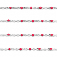 Benodigdheden van Stainless steel Roestvrij staal (RVS) jasseron 1mm Silver-cherry red