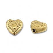 Kralen van Stainless steel Roestvrij staal (RVS) heart Gold