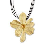 Statement kettingen touw with flower Black-gold