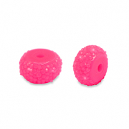 Kralen van resin rondellen 10mm Neon pink