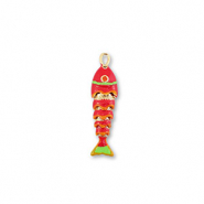 Brass TQ metaal bedels fish Gold-red-orange-light green