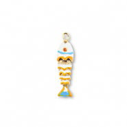 Brass TQ metaal bedels fish Gold-white-yellow-light blue