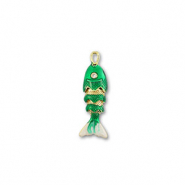 Eco-brass&reg; metaal bedels fish Gold-green-white