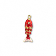 Eco-brass&reg; metaal bedels fish Gold-red-white