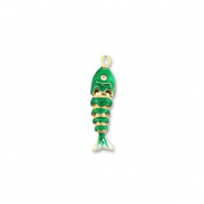 Eco-brass&reg; metaal bedels fish Gold-green-white
