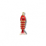 Eco-brass&reg; metaal bedels fish Gold-red-white