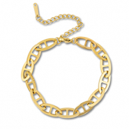 Schakelarmbanden van Stainless steel Roestvrij staal (RVS) oval Gold