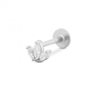 Oorpiercing van Stainless steel Roestvrij staal (RVS) leaf Silver